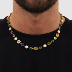 Blue Crystal Gemstone Necklace (Gold)