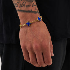 Blue Clover Stone Bracelet (Gold)