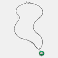 Malachite Round Gem Pendant (Silver)