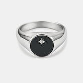 Onyx North Star Signet Ring (Silver)