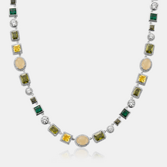 Emerald Gemstone Necklace (Silver)