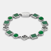Green Quartz Gemstone Bracelet (Silver)