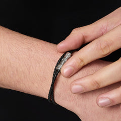 Black Leather Wrap Bracelet