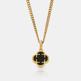 Onyx Clover Stone Pendant (Gold)