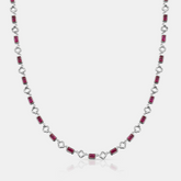 Red Gemstone Clover Necklace (Silver)