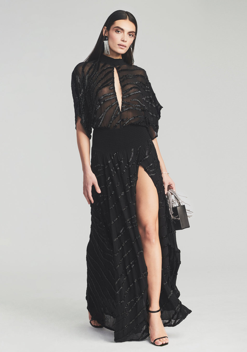 Lilo Embellished Silk Chiffon Dress