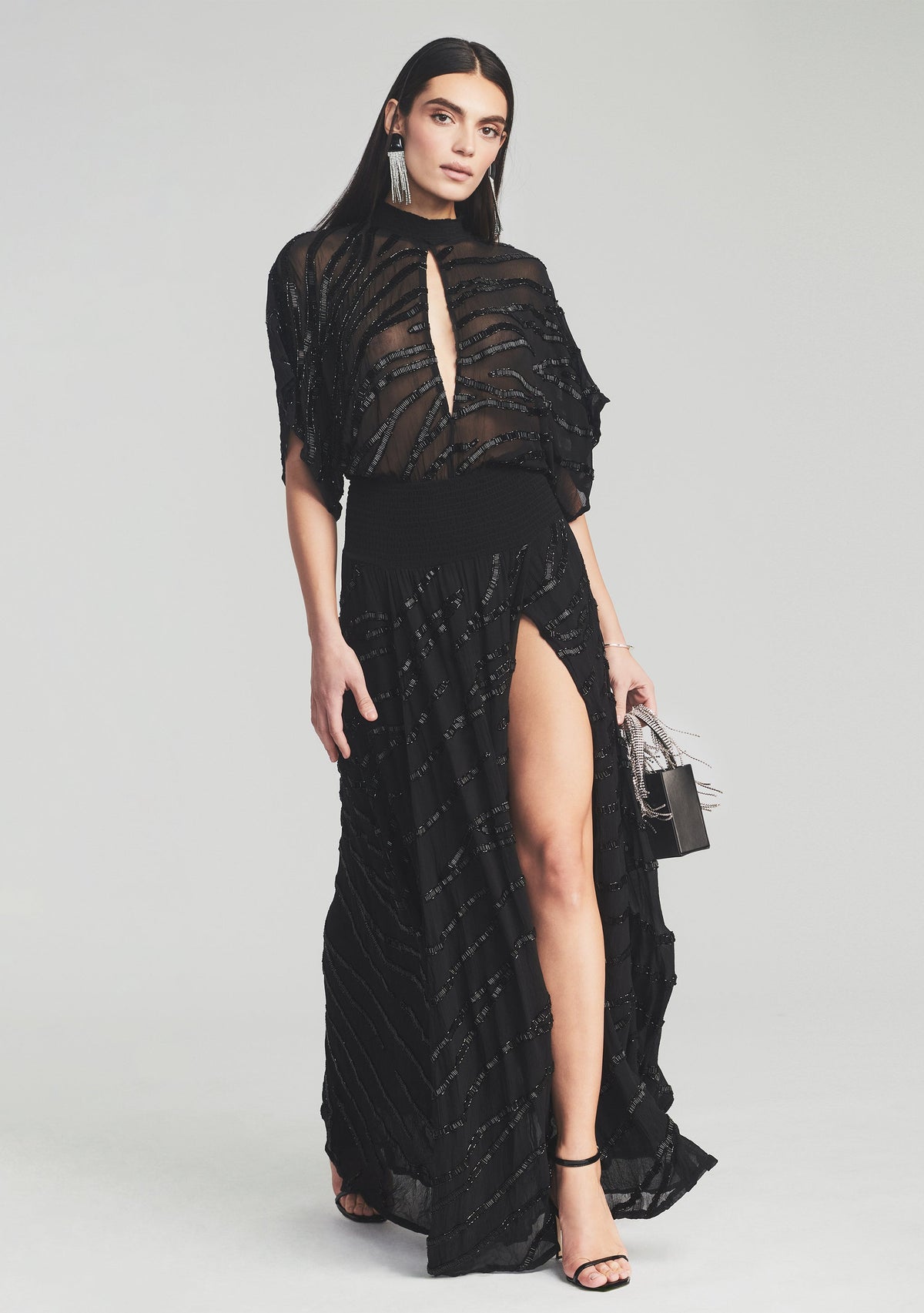 Lilo Embellished Silk Chiffon Dress