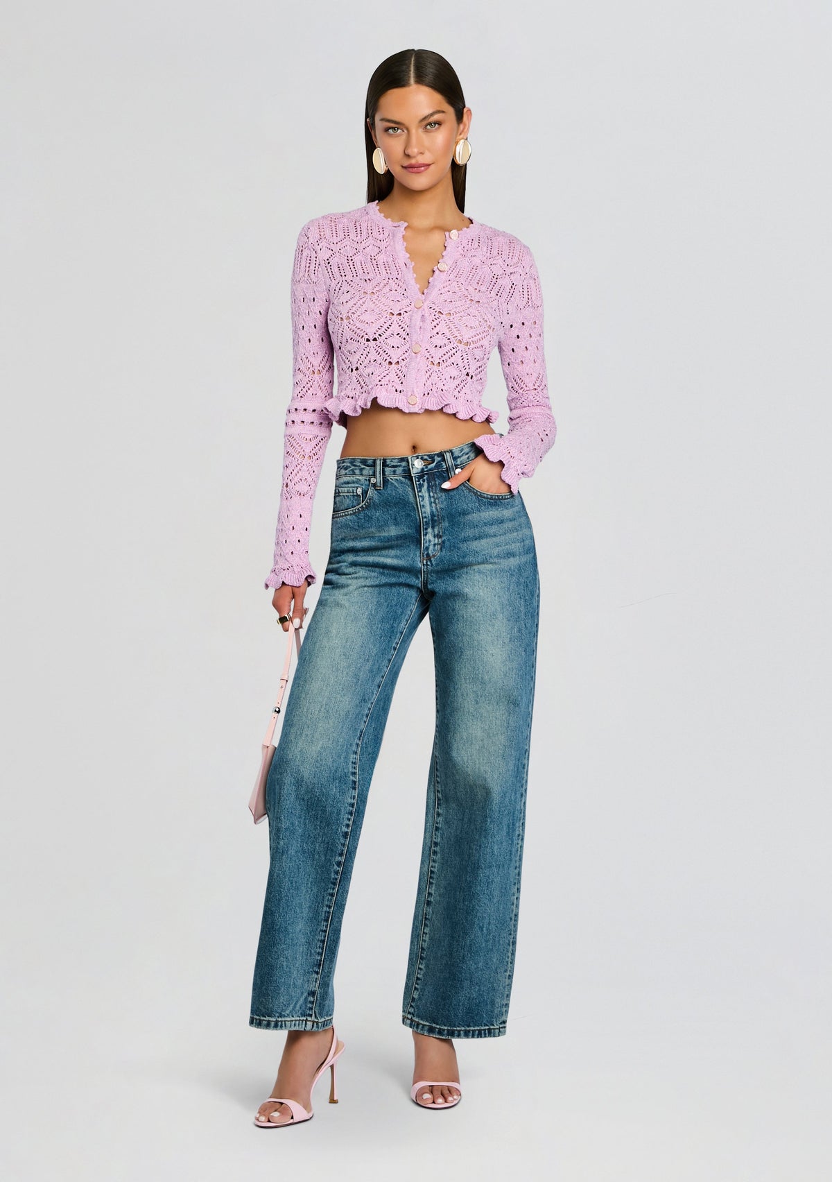 Giuliana Metallic Crochet Cardigan