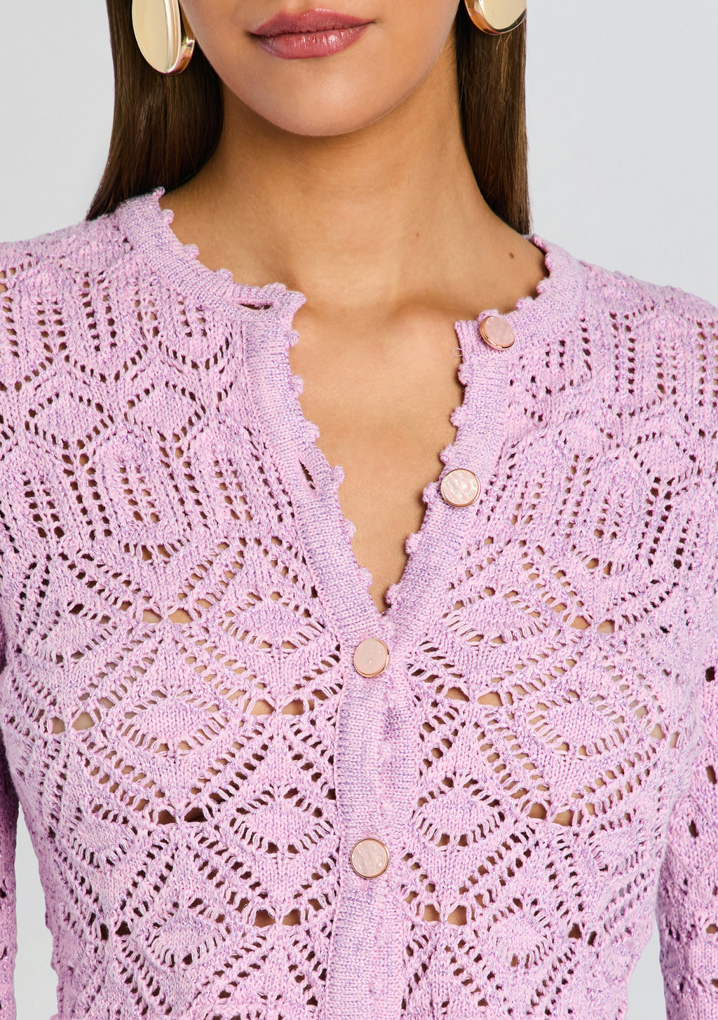 Giuliana Metallic Crochet Cardigan