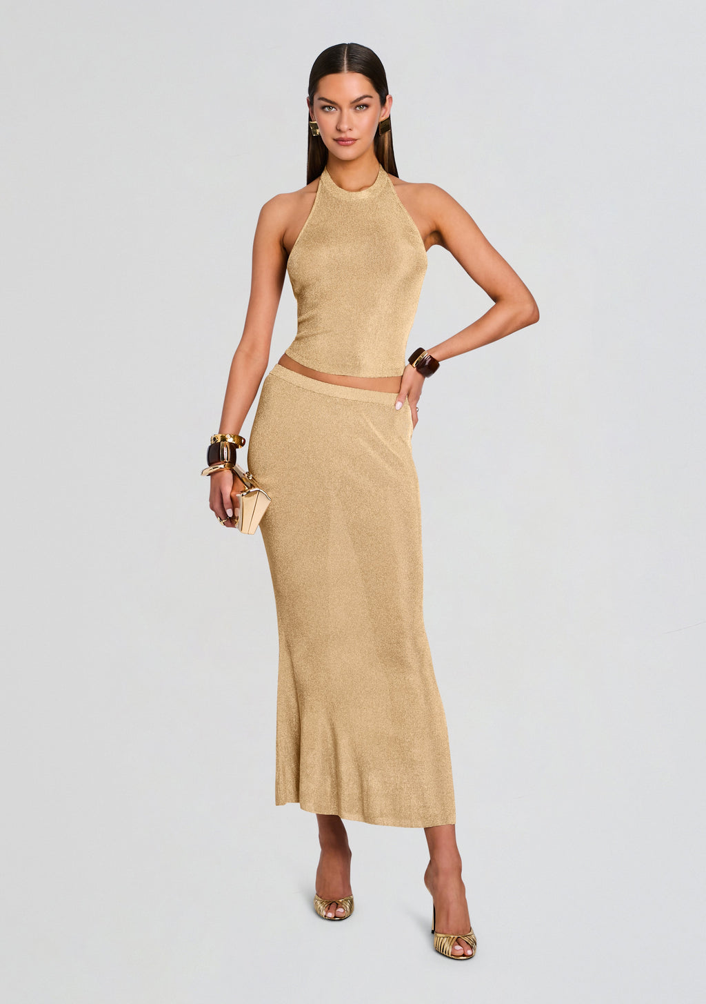 Harmony Metallic Knit Skirt