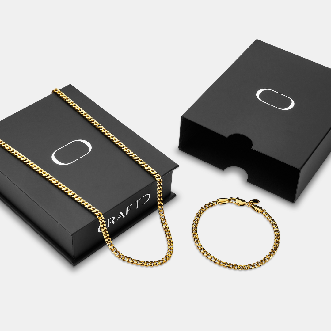Cuban 4mm Gift Set (Gold)
