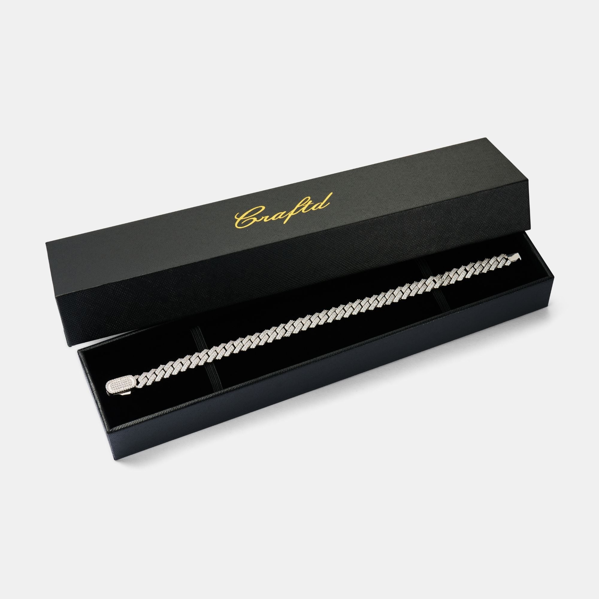 Prong Link Iced Cuban Bracelet (Silver) 8mm