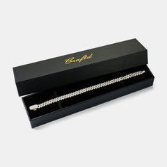 Prong Link Iced Cuban Bracelet (Silver) 8mm