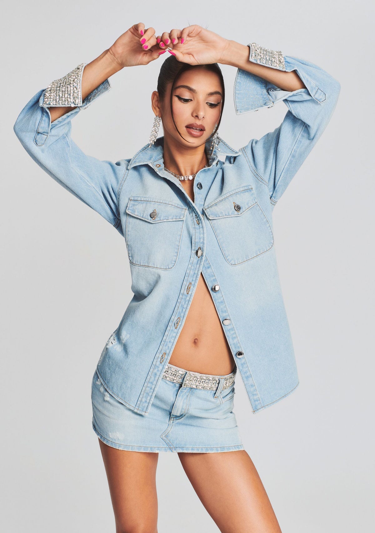 Lolita Embellished Denim Mini Skirt