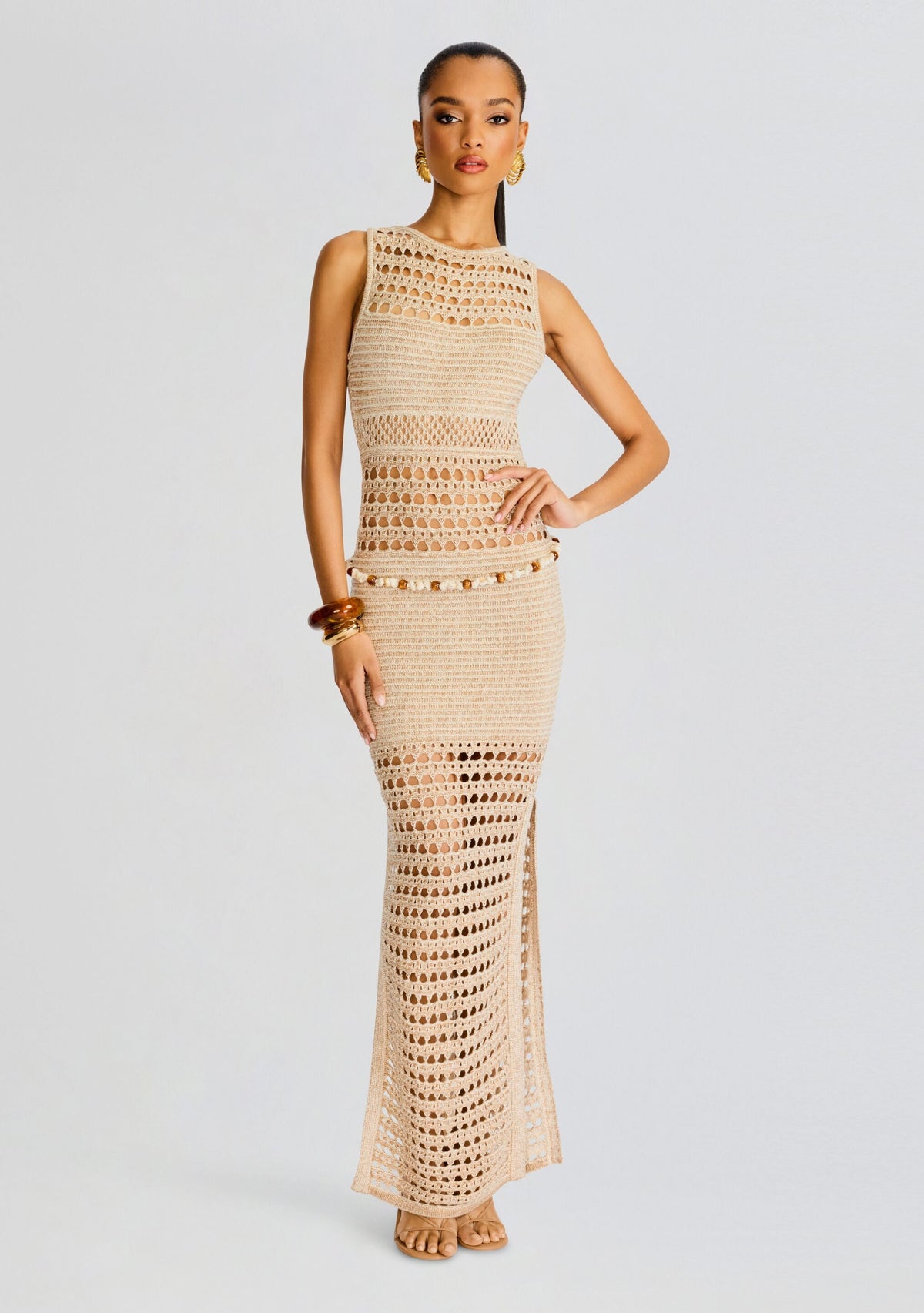 Kylan Metallic Crochet Dress