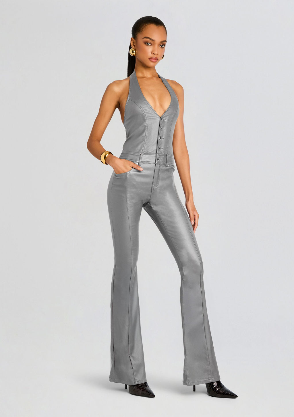 Cynthia Coated Denim Jumpsuit