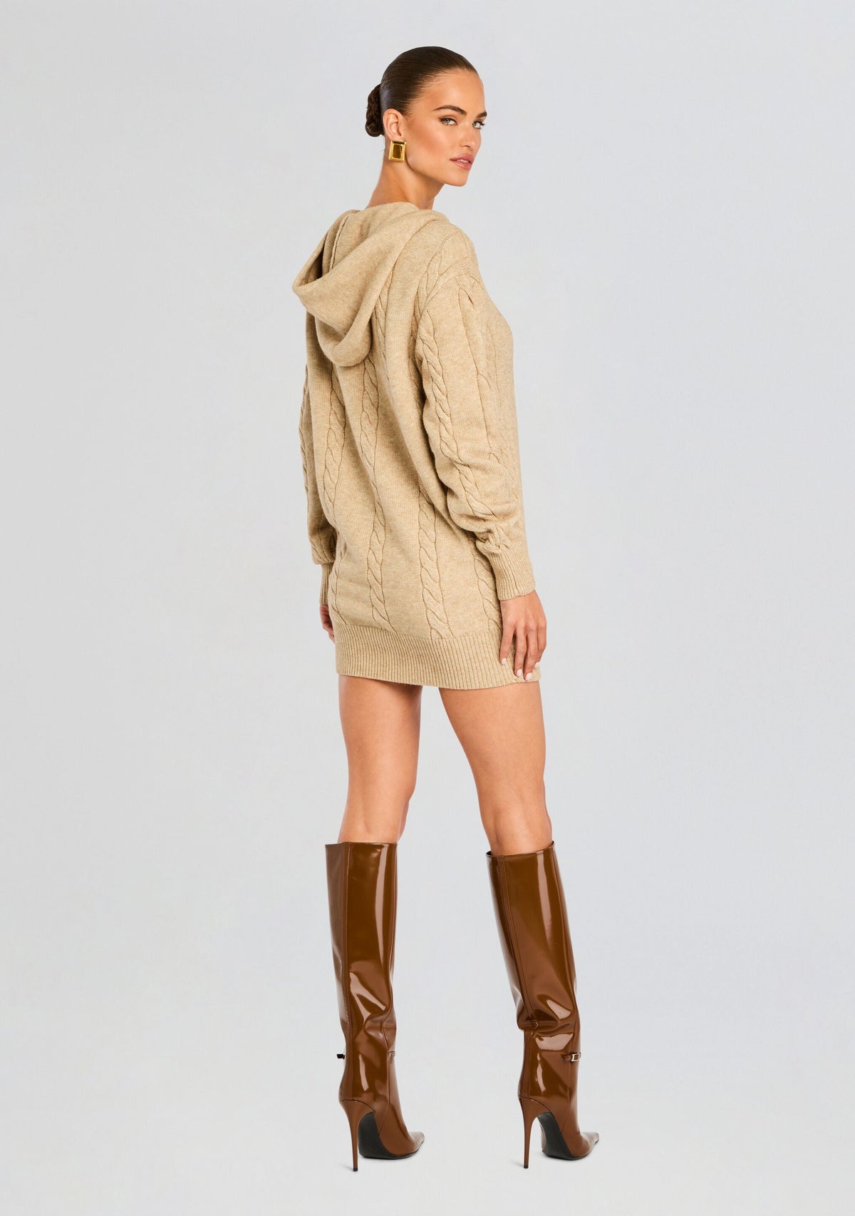 Cab Cable Knit Hoodie Dress