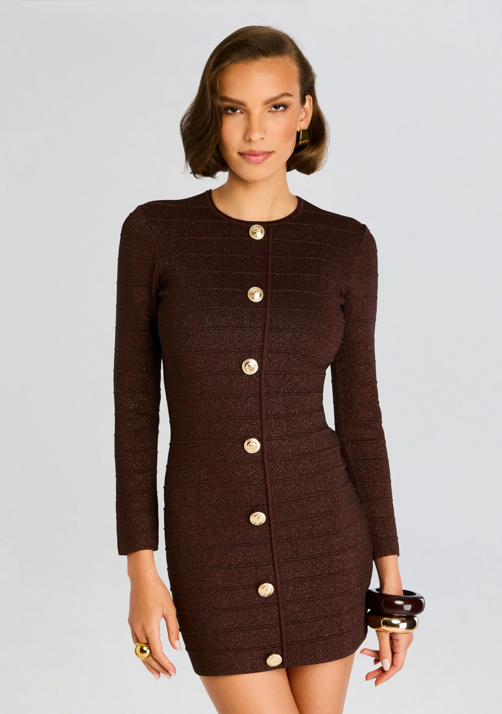 Saylor Metallic Bandage Knit Dress