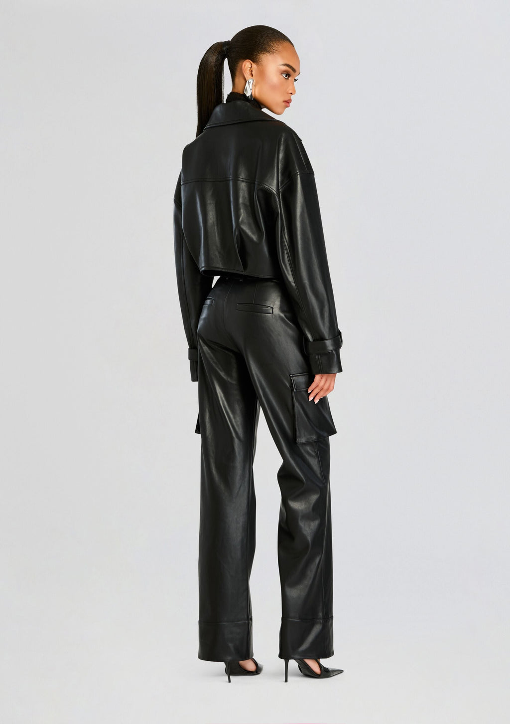 Fifer Vegan Leather Mid Rise Cargo Pant