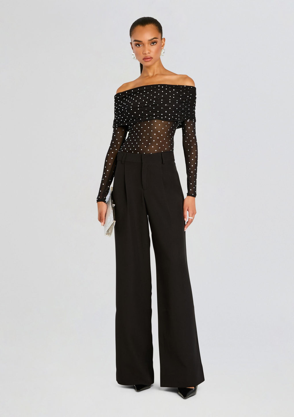 Oriana Embellished Mesh Top
