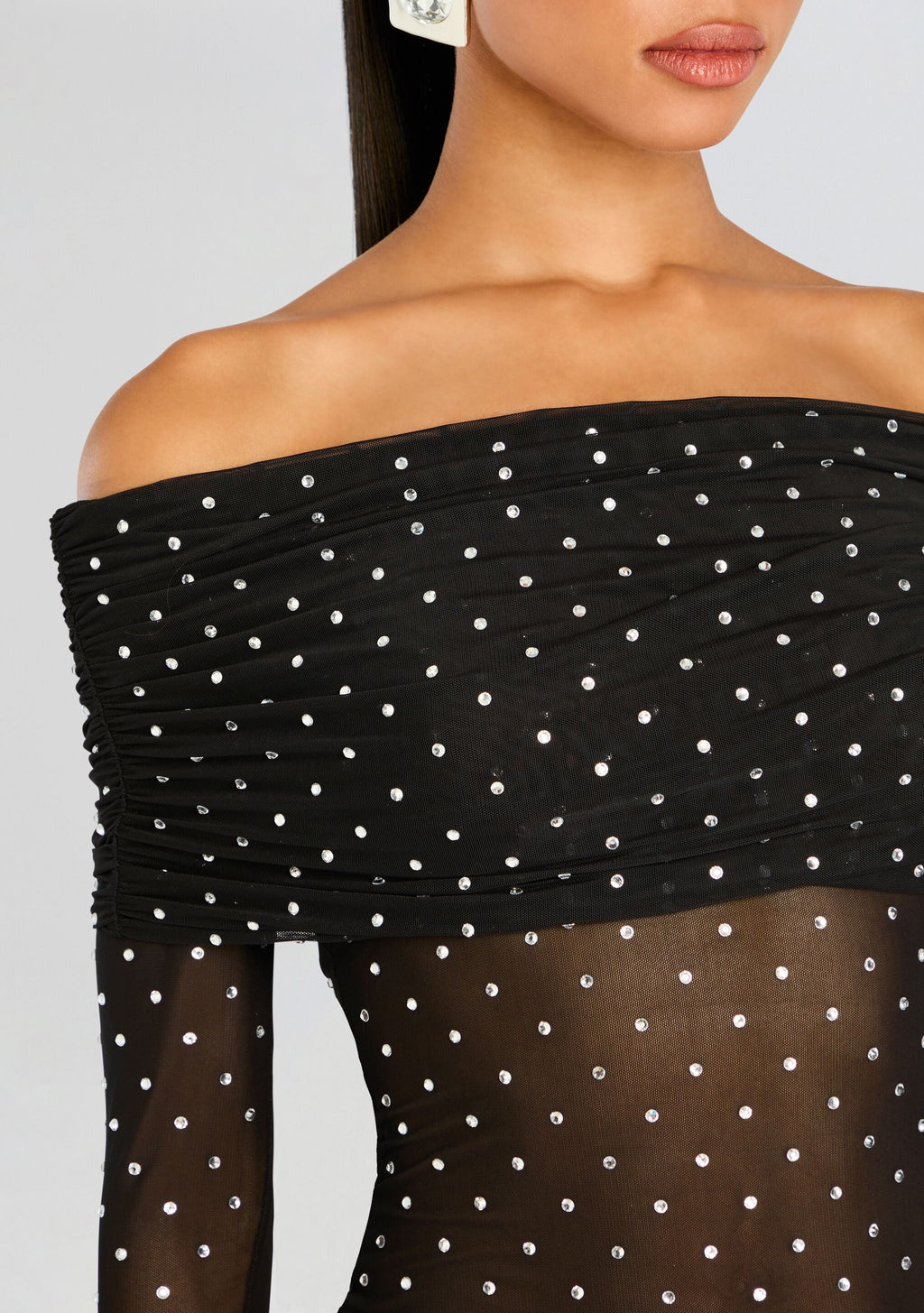 Oriana Embellished Mesh Top