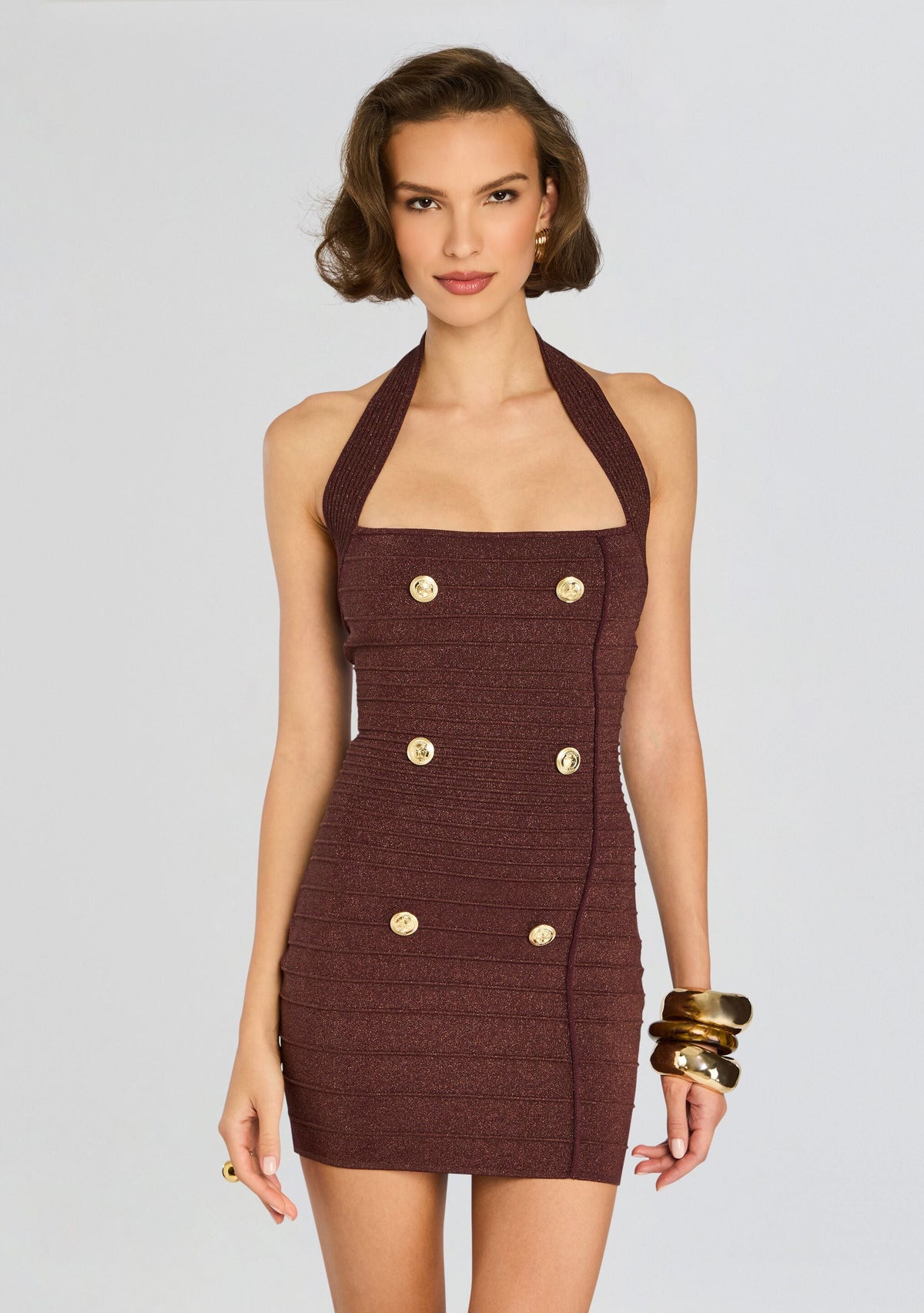 Harlynn Metallic Bandage Knit Dress