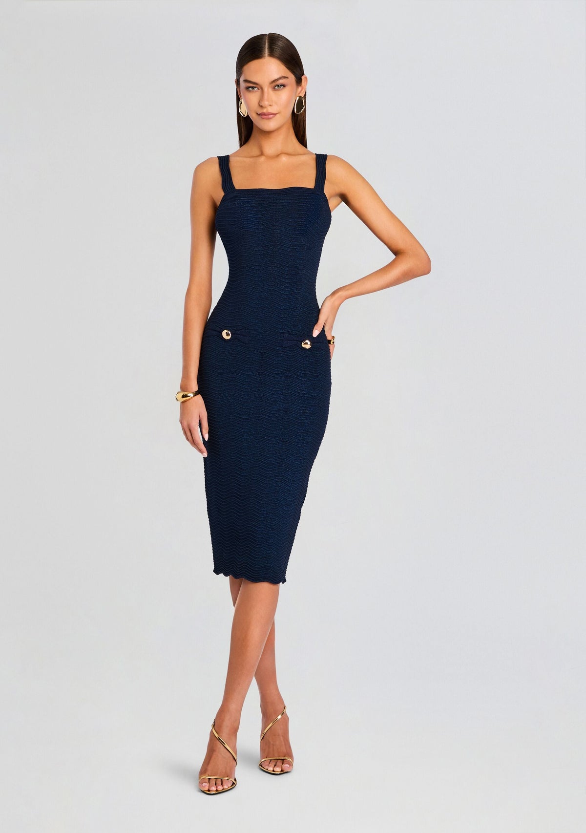 Kins Metallic Rib Knit Dress