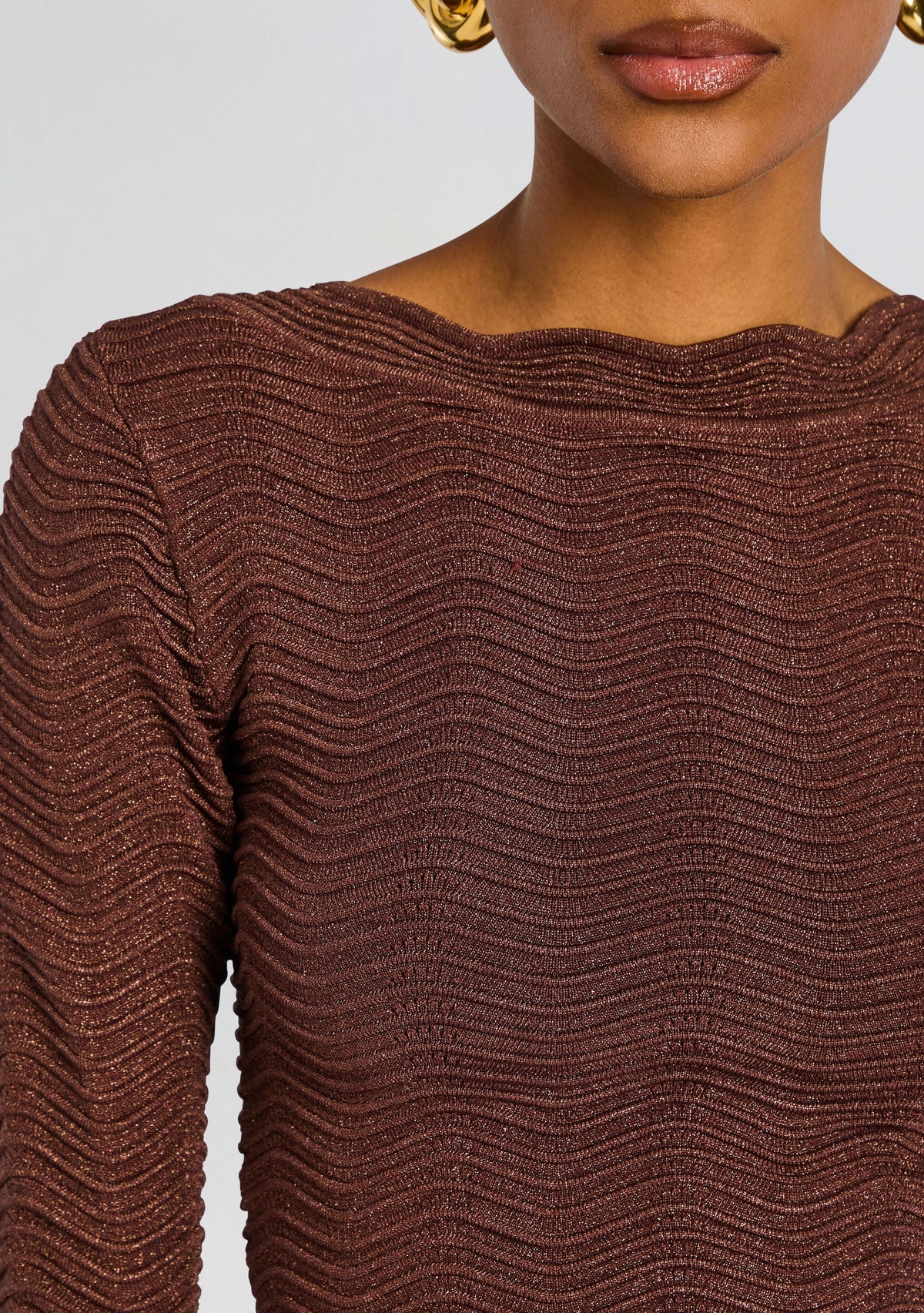 Galina Metallic Rib Knit Top