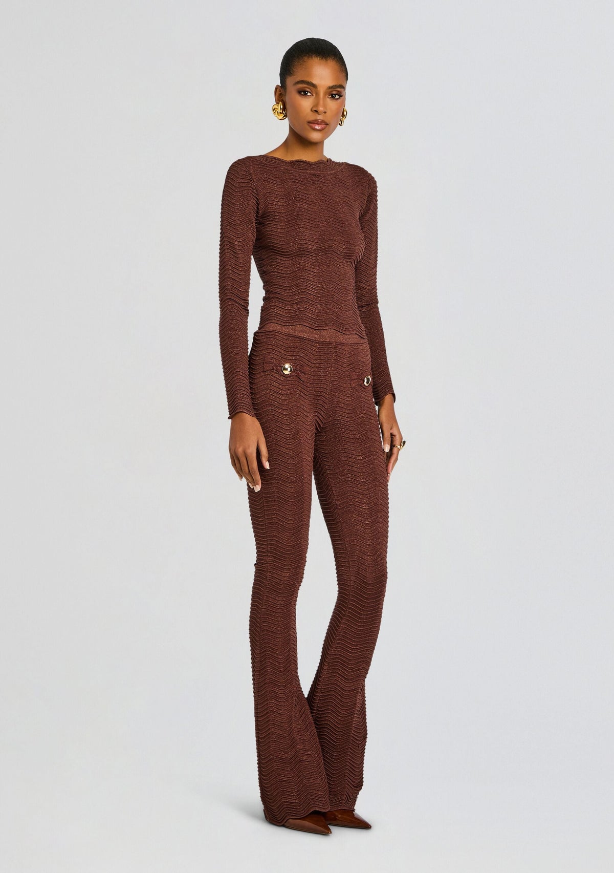Galina Metallic Rib Knit Top