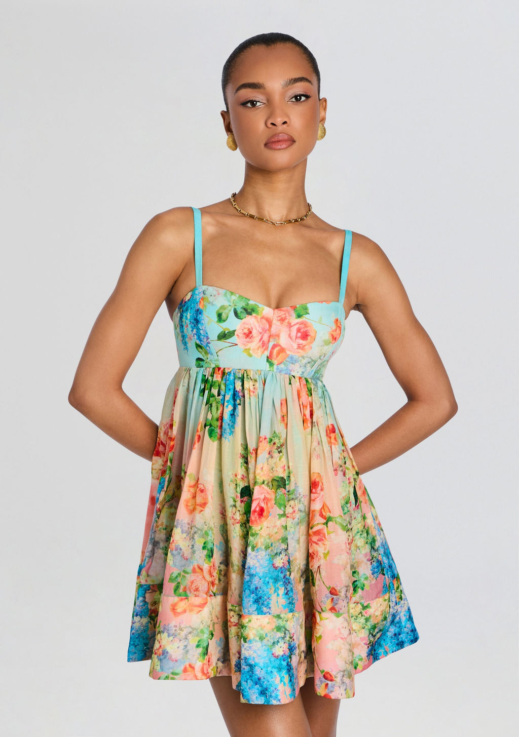 Aiba Short Dress With Quilted Yoke