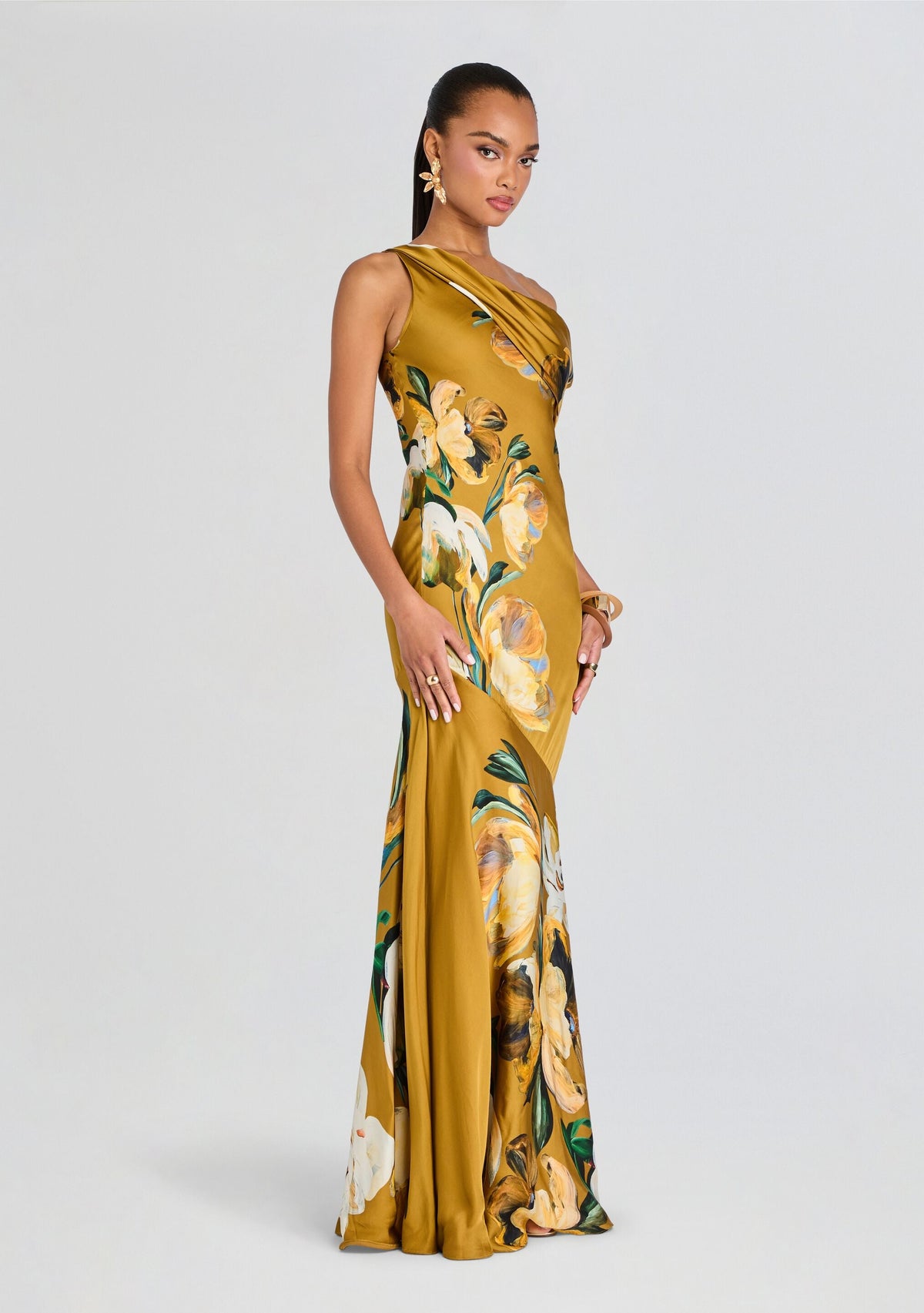 Erica One Shoulder Cowl Maxi Dress
