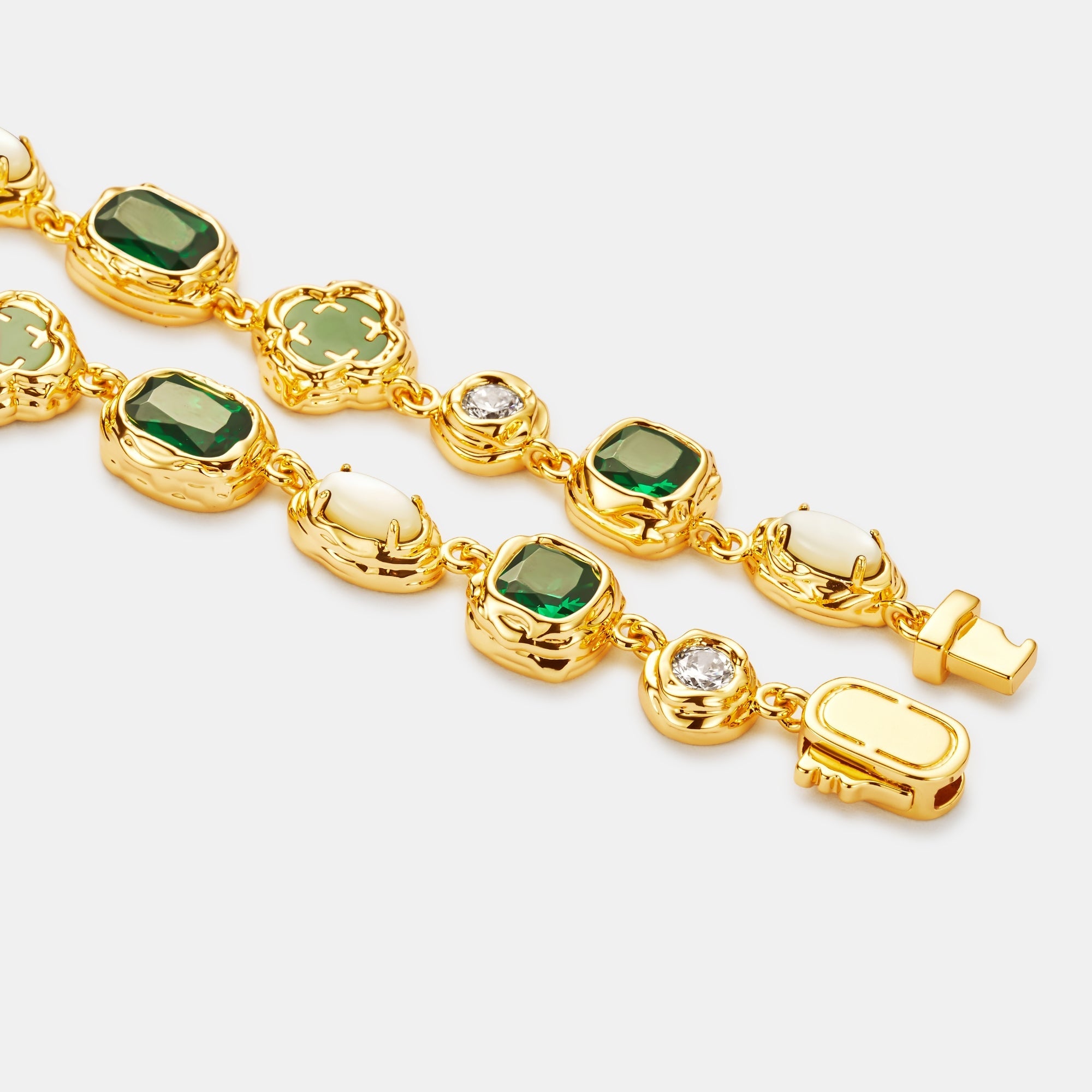 Melted Emerald Gemstone Bracelet (Gold)