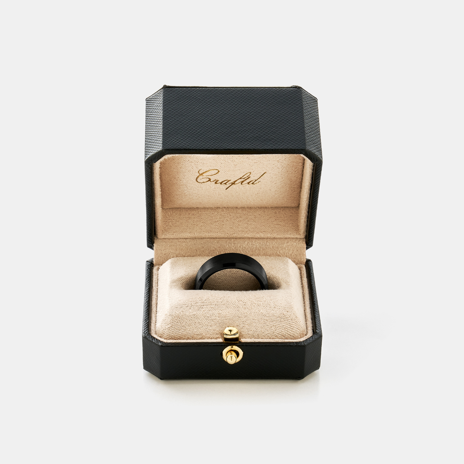 Bevelled Ring (Black) 8mm | Sterling Silver
