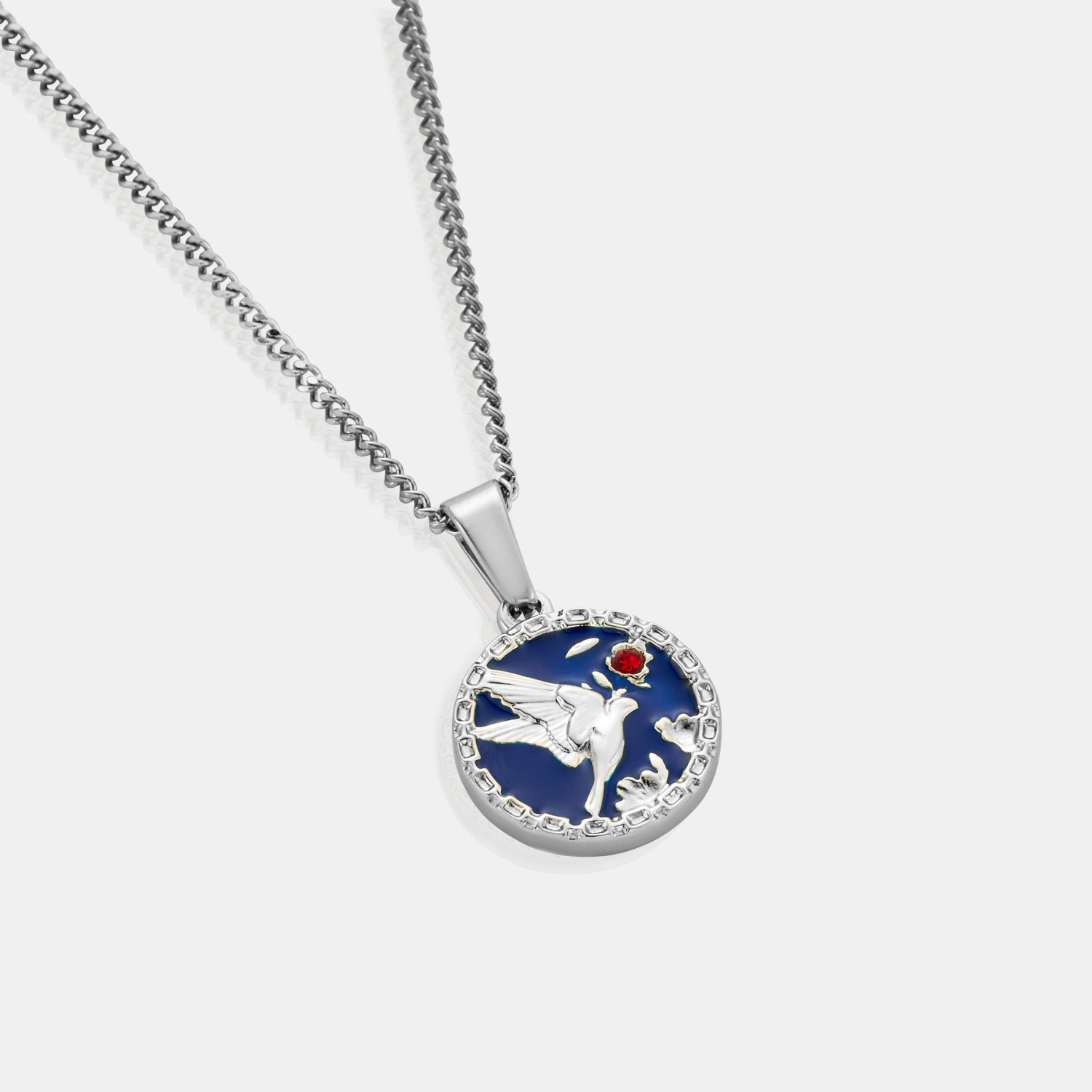 Enamel Swallow Pendant (Silver)