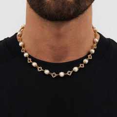 Filigree Real Pearl Necklace (Gold)