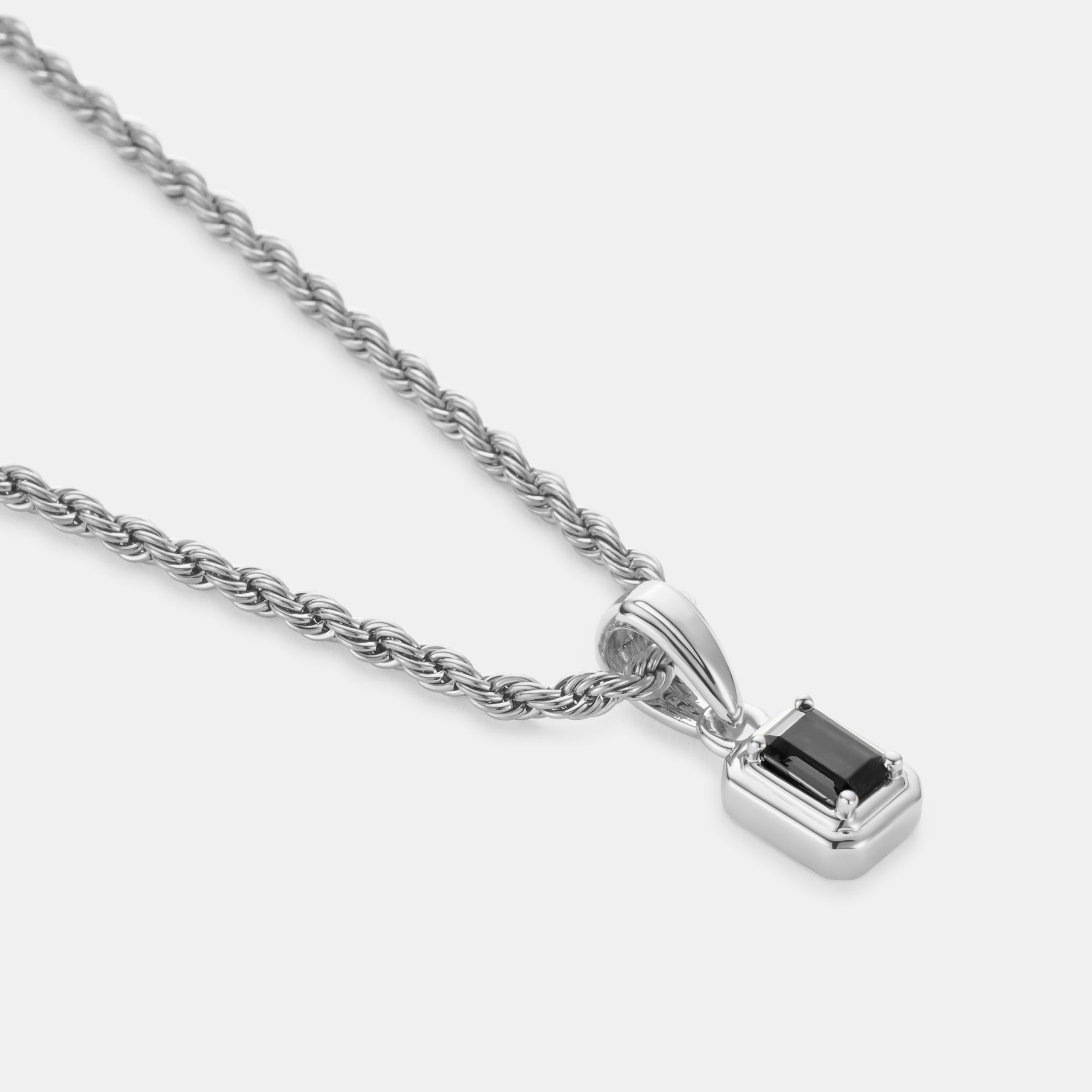 Mini Onyx Stone Rectangle (Silver)